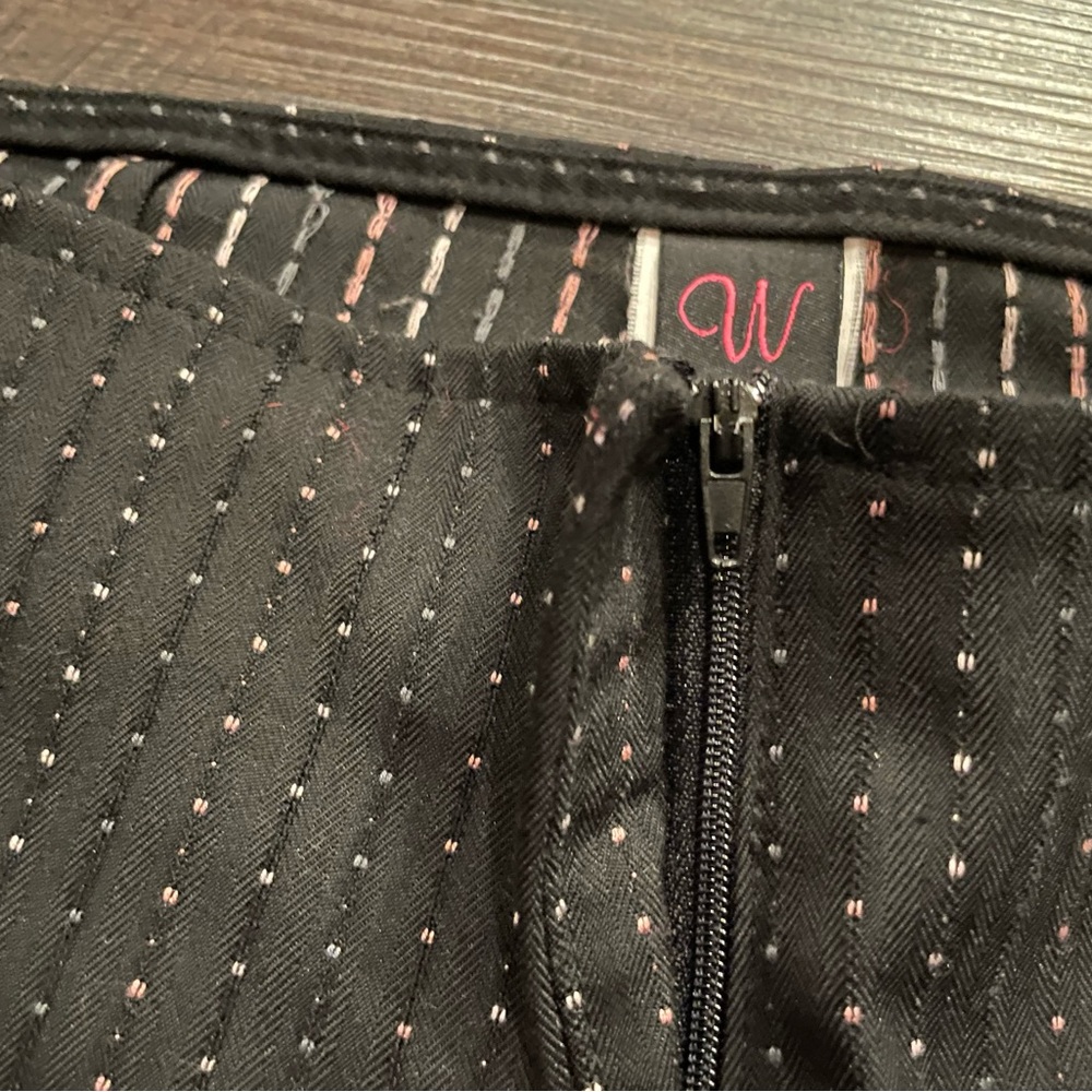 Vintage 90s 2000s Wrapper Wide Leg Dress Pants Jrs Sz 7 Black Embroidered Blocks - Picture 5 of 11